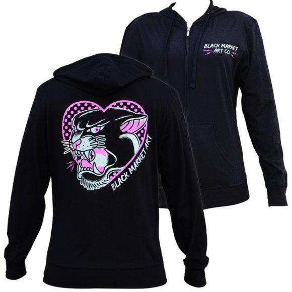 Pink Panther Women's Hoodie Custom Tattoo Artwork by Adi S-M-L-XL-XXL NWT - Picture 1 of 3